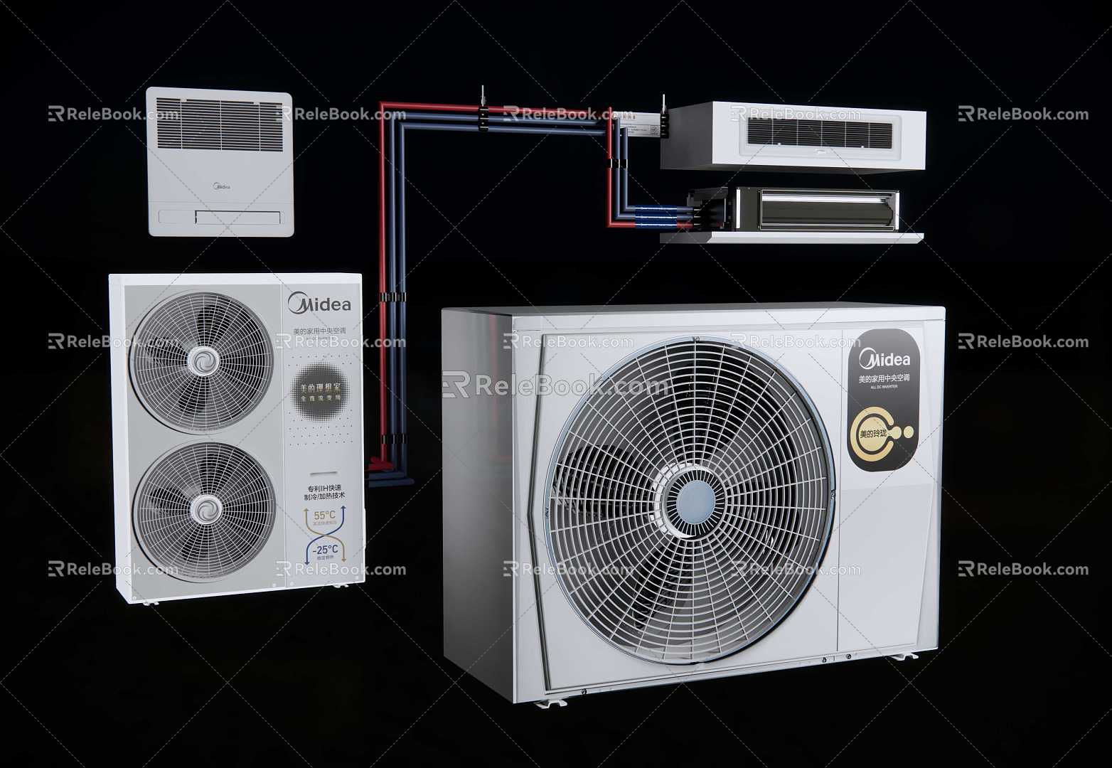 Modern air conditioner external air conditioner main machine and external machine 3d model