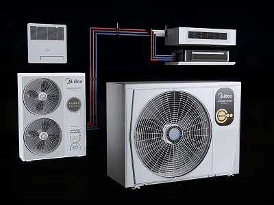 Modern Air Conditioner Fan Indoor Outdoor Units Multiple Components and Efficient Cooling Design 3d model
