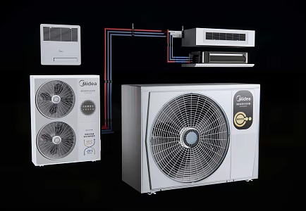 Modern air conditioner external air conditioner main machine and external machine 3d model