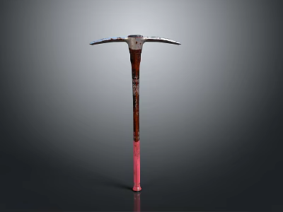 High Quality Pickaxe With Metal Head Wooden Handle And Pink Bottom 3d model