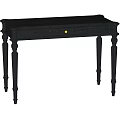 Black Console Table With Blue Surface Carved Legs Drawer Design For Home Decor