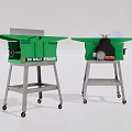 Two Green DEWALT Industrial Heavy Duty Table Saws With Metal Stands
