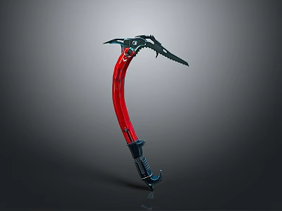 Red Curved Outdoor Climbing Tool With Black Metal Hook And Sharp Edges 3d model