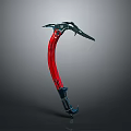 Red Curved Outdoor Climbing Tool With Black Metal Hook And Sharp Edges