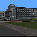 Modern Office Building Complex with Landscaped Gardens Courtyard and Glass Facades