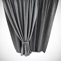 Gray Pleated Fabric Curtains With Simple Tie Detail For Modern Home