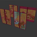 Decorative Traditional Wooden Room Dividers With Tiger Motifs And Oriental Artwork