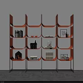 Modern Shelving Unit with Multiple Layers Holding Books Decorative Items and Ornaments