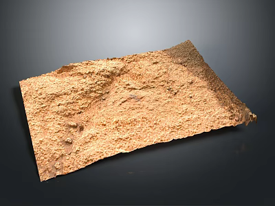 Rough Brown Terrain Model With Sandy Rocky Surface Texture On Black Background 3d model