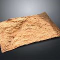 Rough Brown Terrain Model With Sandy Rocky Surface Texture On Black Background 3d model