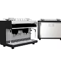 Modern Black Silver Kitchen Coffee Machine With Double Spout And Storage Cabinet