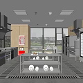 Modern Commercial Kitchen With Open Layout Stainless Steel Equipment And Worktables