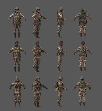 Modern Soldier Military Warrior Mercenary Western Warrior African Warrior Black Soldier 3d model