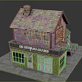 Two Story Residential Building With Ground Floor Shop Tile Roof Chimney And Wooden Exterior