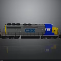 CSX Gray Blue Yellow Locomotive Train Model with Reflective Surface