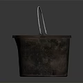 Vintage Metal Bucket With Rustic Copper Green Patina And Weathered Wooden Handle