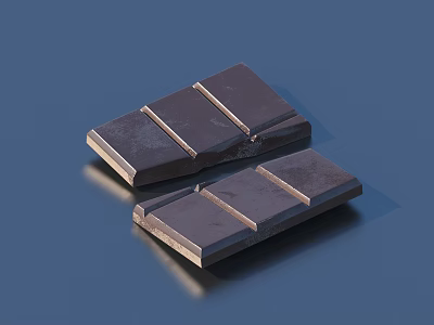 Two Dark Chocolate Bars with Divided Sections on Shiny Surface 3d model