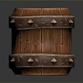 Rustic Decorative Textured Wooden Barrel With Hexagonal Top And Metal Spikes