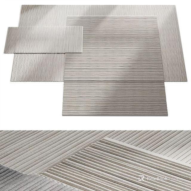 Modern Square Area Rugs With Striped Pattern In Neutral Tones 3d model