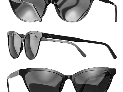 Stylish Black Frame Sunglasses Accessory Set With Modern Design And Different Styles 3d model