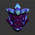 Fantasy Game And Movie Character With Purple Blue Glowing Wings And Crystal Body