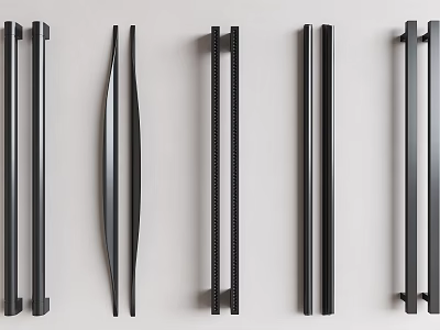 Modern Black Metal Cabinet Handles With Various Sleek Designs And Styles 3d model