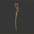 Golden Magic Staff Weapon With Ornate Twisted Design And Intricate Carvings