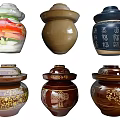 Traditional Ceramic Jars Featuring Colorful Hand Painted Patterns And Lids 3d model