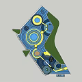 Colorful Children's Play Area Layout With Circular Zones And Green Spaces