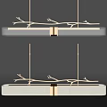 Modern Branch Design Linear Chandelier With Golden Frame And Rectangular Shade 3d model