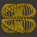 Yellow Woven Household Item with Spherical Design and Decorative Balls