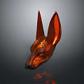 Anubis Mythical Creature Head With Tall Ears Orange Red Lava Texture And Glowing Patterns 3d model