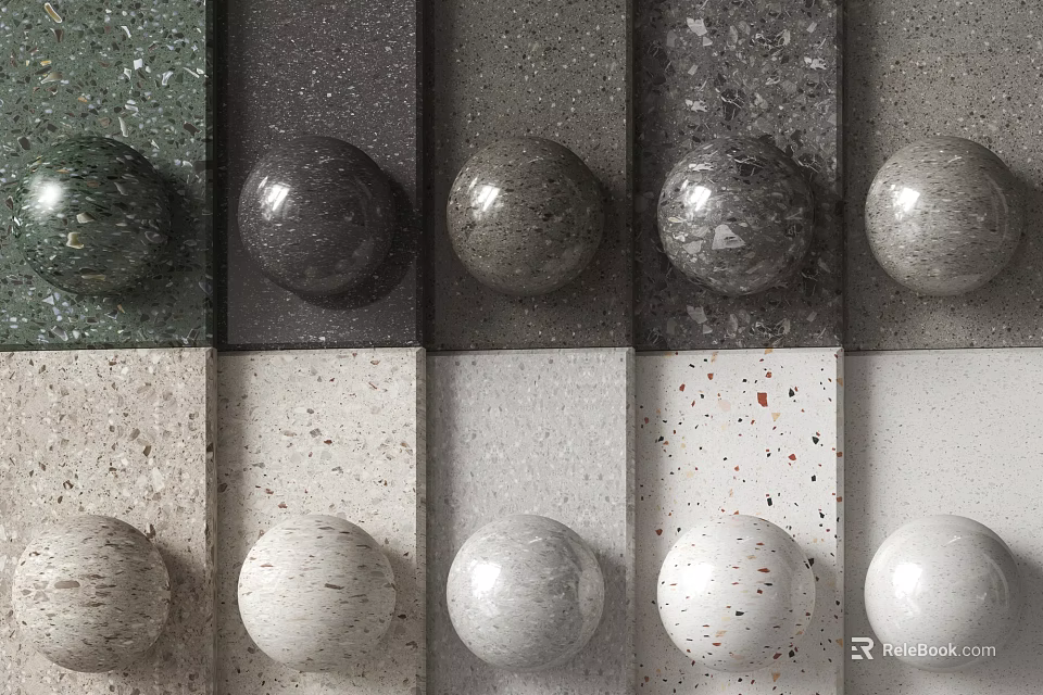 Stone and Wood Material Samples with Various Color Textures for Design Projects 3d model