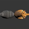 Cartoon Animal Character 3D Model With Orange Striped Body Gray Bushy Tail Holding Brown Nut 3d model