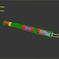 Red And White Striped Tubular Object With Metallic Surface And Red Wires On Dark Background