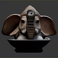 Ceramic Elephant Figurine With Detailed Ears Trunk And Ivory Decorative Sculpture