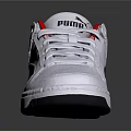 PUMA White Low Top Casual Sports Shoes With Black Stripes And Red Lining