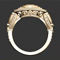 Elegant Vintage Gold Ring With Intricate Carved Details And Central Gemstone