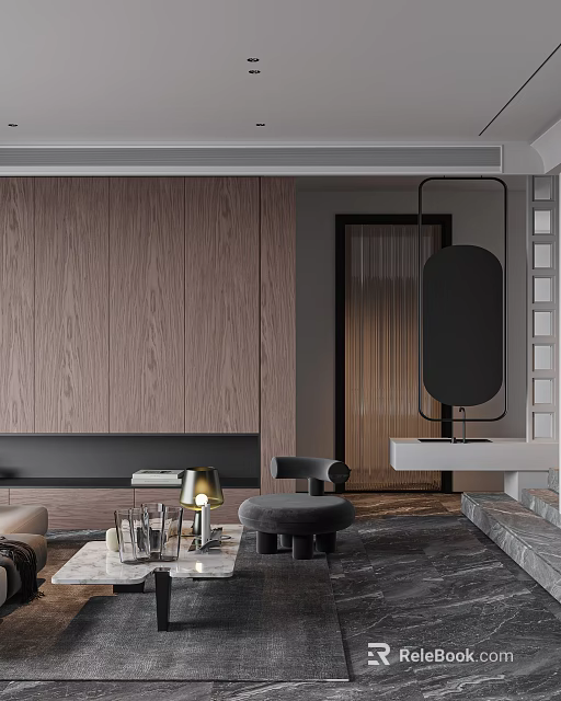 Elegant Modern Minimalist Living Room Sofa And Coffee Table Combination With Exquisite Home Decoration 3d model 