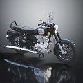 Vintage Black Motorcycle Featuring Classic Design Chrome Accents Rear Rack And Headlight