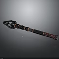 Metallic Long Handle Weapon With Glowing Accents And Intricate Patterns 3d model