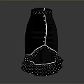 Black Skirt With White Polka Dots Waist Buttons And Ruffled Hem Design