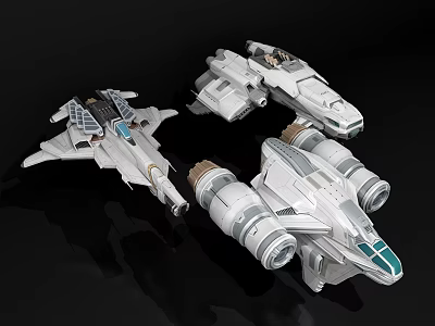 Three Unique Futuristic SciFi Spaceship Model Designs With Detailed Engines And Cockpits 3d model
