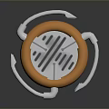 Futuristic Weapon Design Featuring Circular Orange Center And Silver Metal Blades