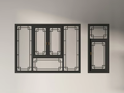 Chinese-style window new Chinese-style window casement window glass window door window bay window floor-to-ceiling window 3d model