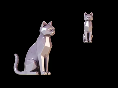 Light Purple Geometric Cat Figurine Decorative Ornament Set For Home Decor 3d model