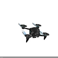 Modern Drone With Four Propellers Blue LED Lights And Dark Carbon Fiber Body