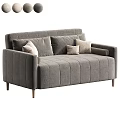 Modern Gray Sofa With Multiple Cushions And Wooden Legs Design 3d model