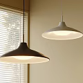 Modern Pendant Lights Hanging In Interior With Window And White Blinds