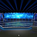 Modern Stage Design With Large Screens Blue Background Lighting And Geometric Patterns 3d model
